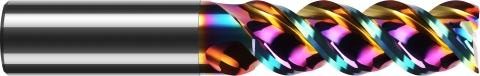 DLC coated end mill with polished groove, 3 flutes