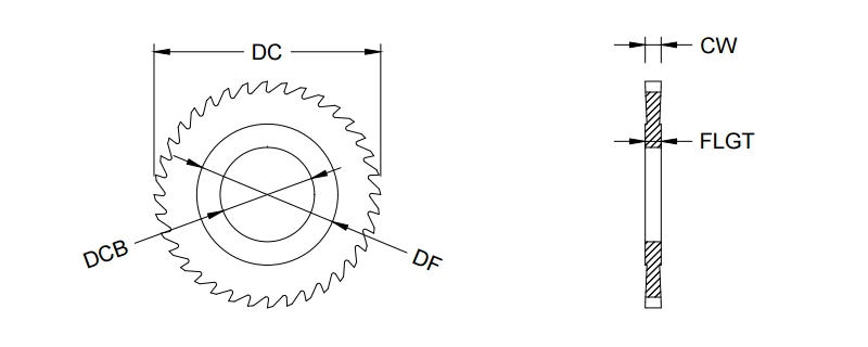 Basic dimensions of carbide slitting saw blade
