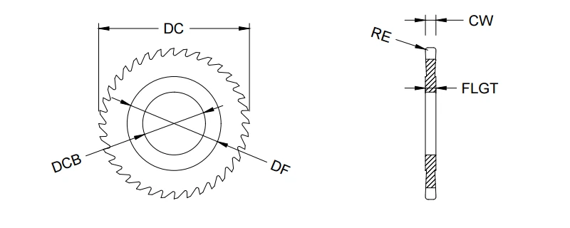 Slitting saw blade drawing with corner radii
